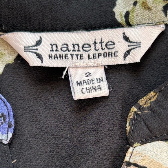 Nanette Lepore size 2 BLACK DREAM CLOUD belted pleated Floral Midi Dress - Picture 13 of 13